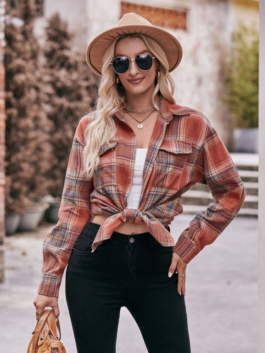 Mandy Plaid Dropped Shoulder Longline Shirt