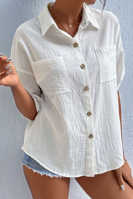 Perfee Roll-Tab Sleeve Shirt with Pockets