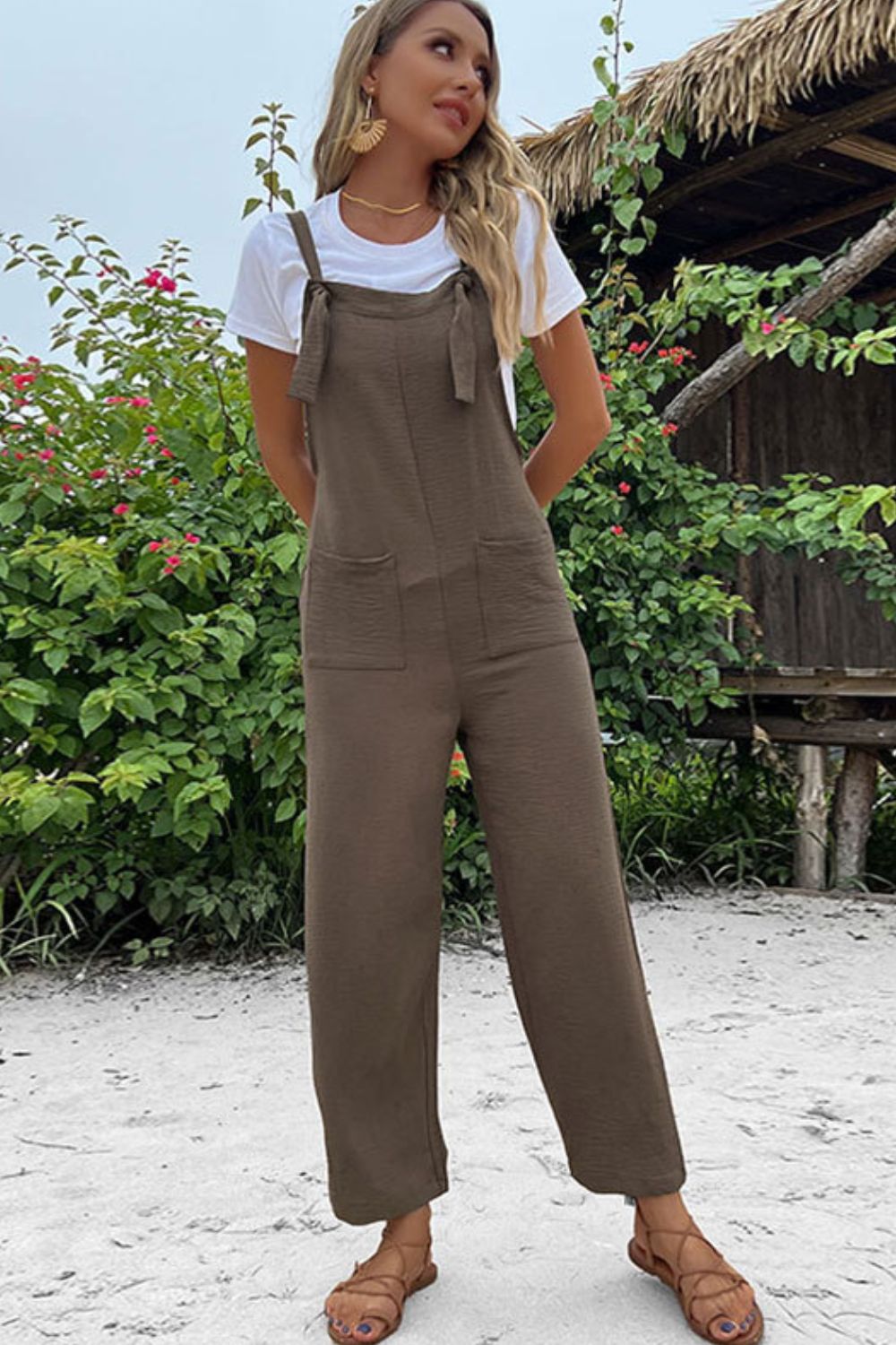 Perfee Straight Leg Jumpsuit with Pockets