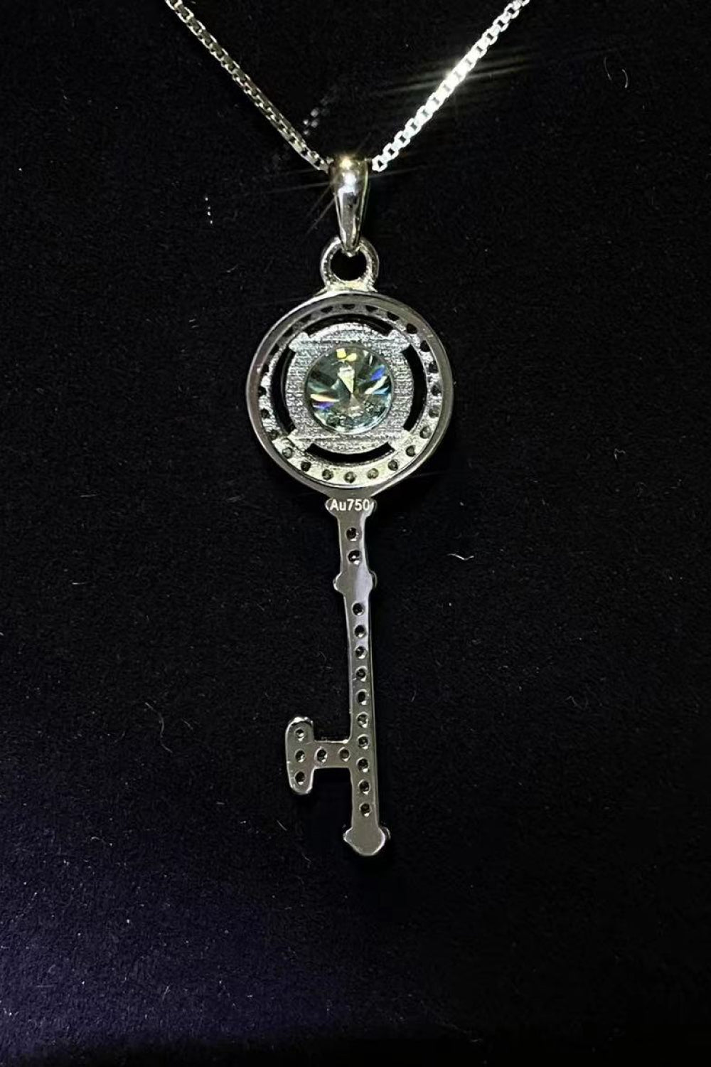 1 Carat Moissanite Key Pendant Necklace