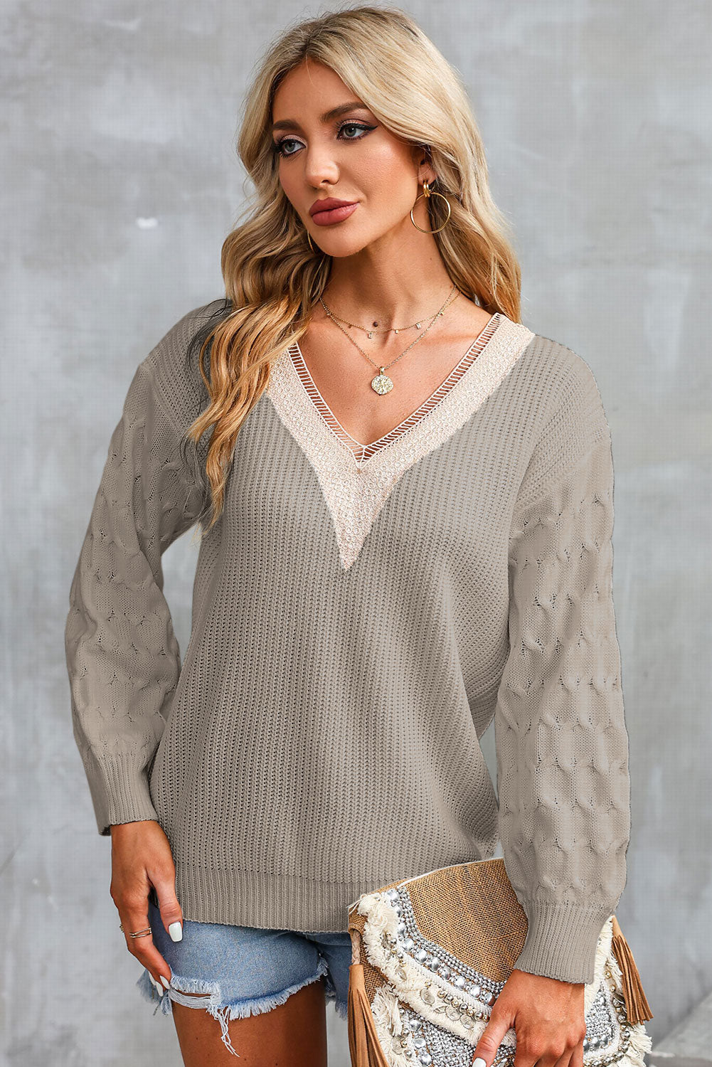 Contrast V-Neck Sweater