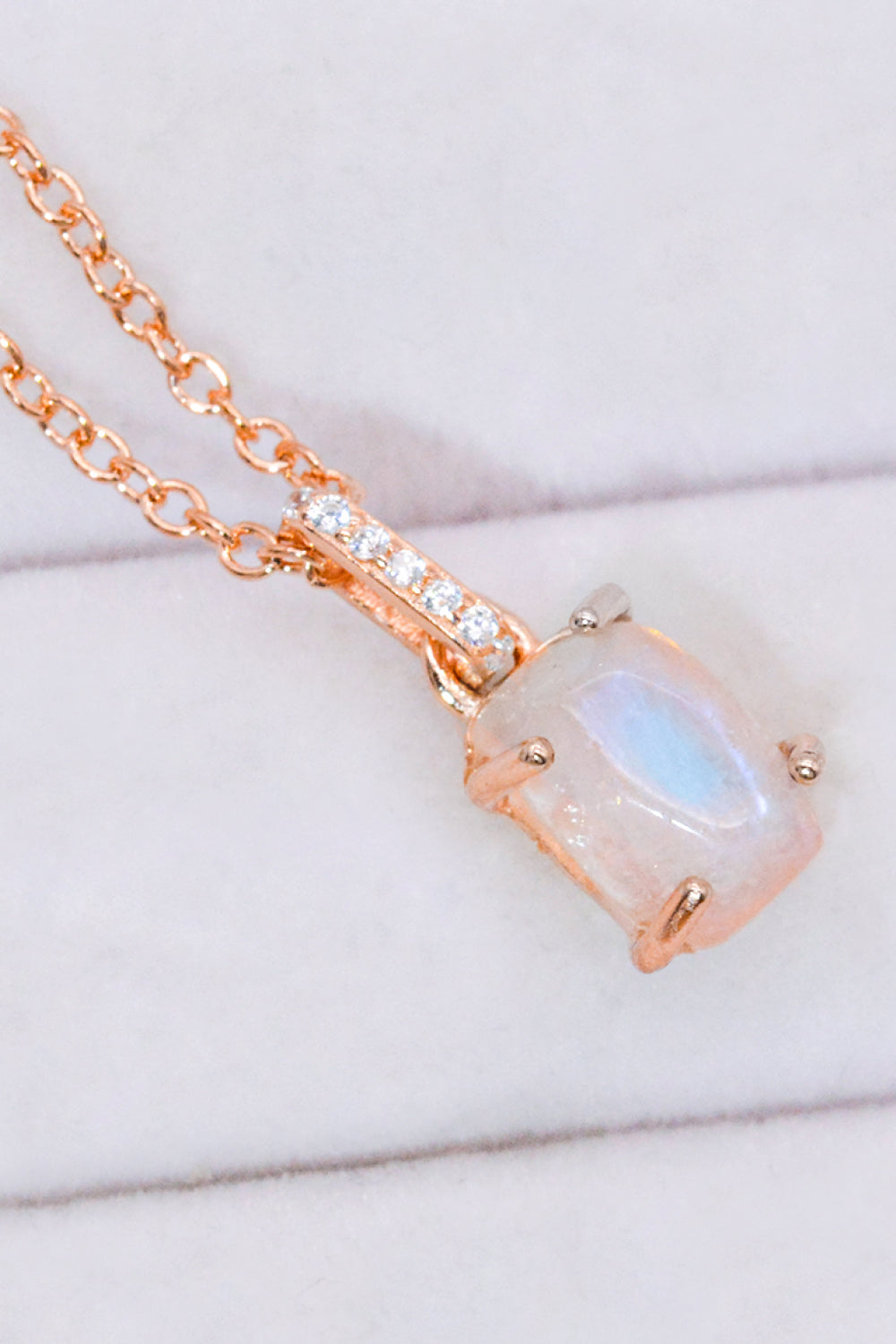 Natural Moonstone 4-Prong Pendant Necklace