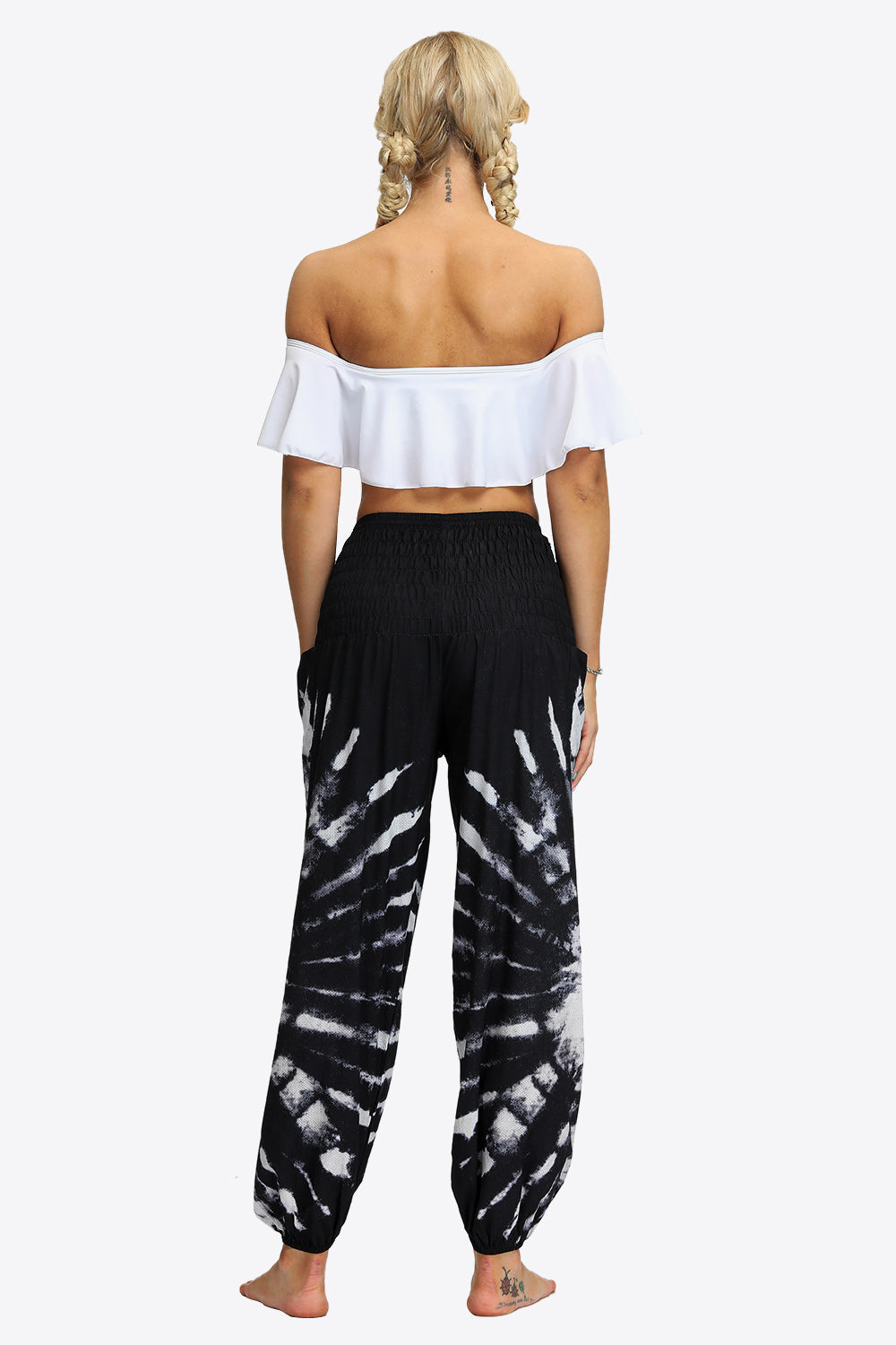 Tie-Dye Smocked Waist Pocket Joggers