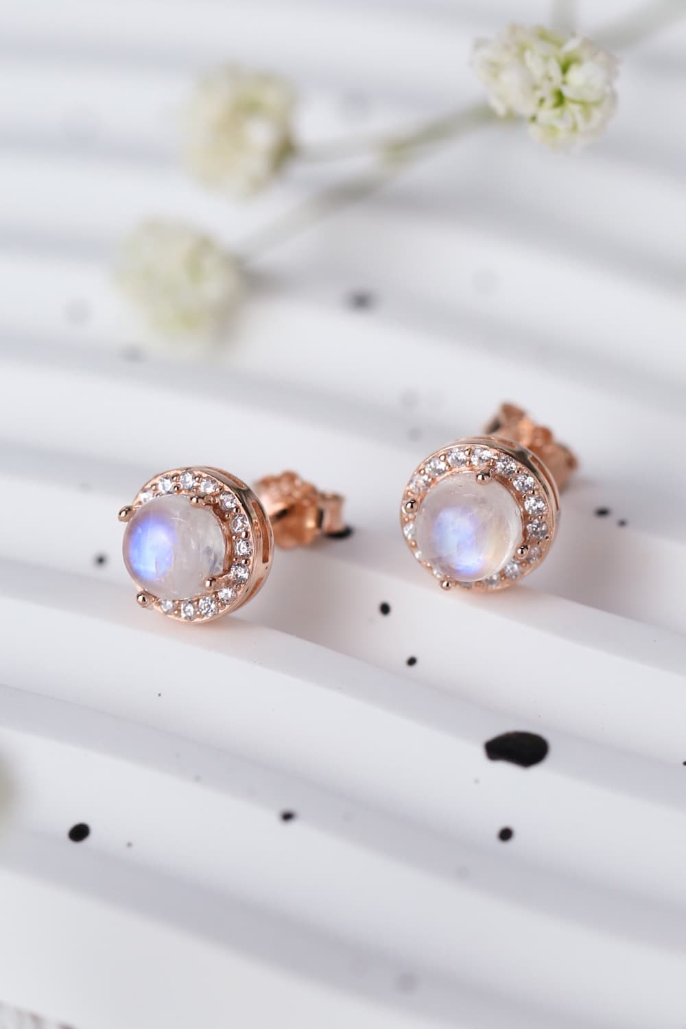 High Quality Natural Moonstone 925 Sterling Silver Stud Earrings