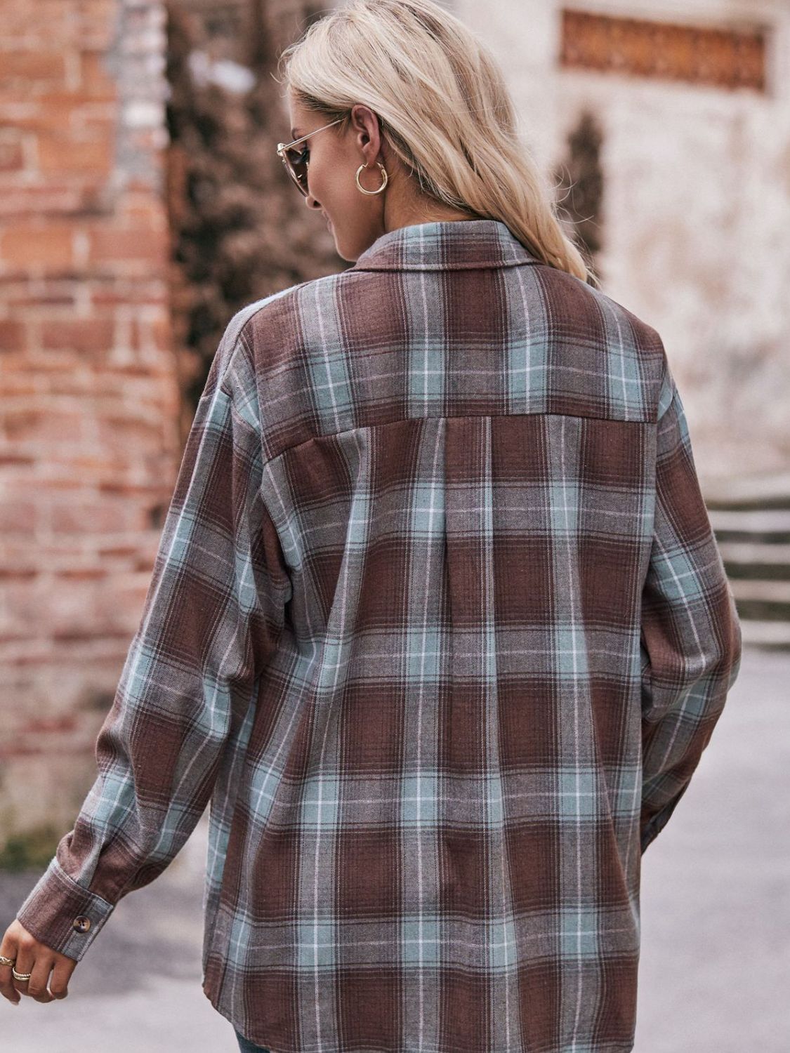 Mandy Plaid Dropped Shoulder Longline Shirt