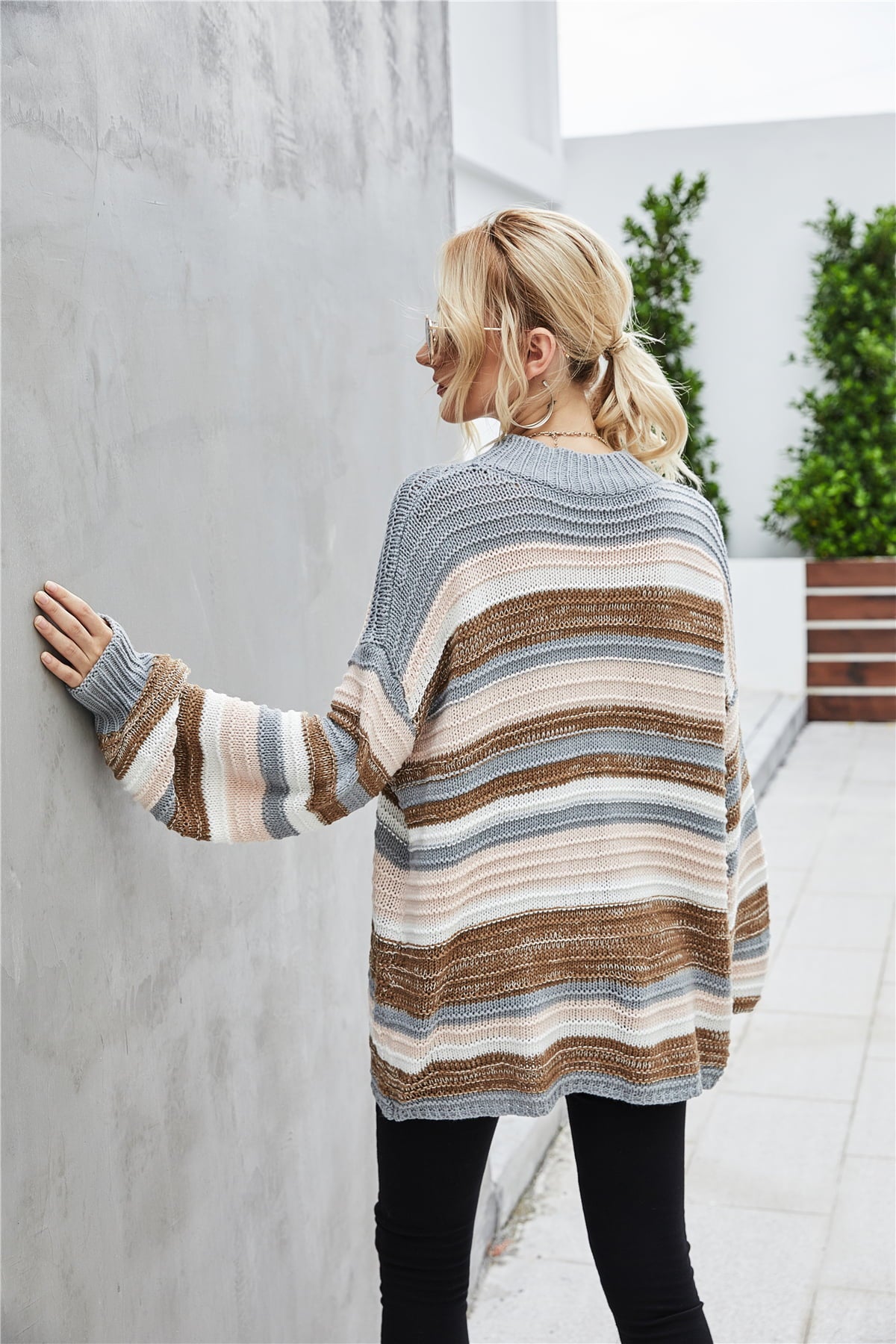 Angel Wings Round Neck Dropped Shoulder Sweater