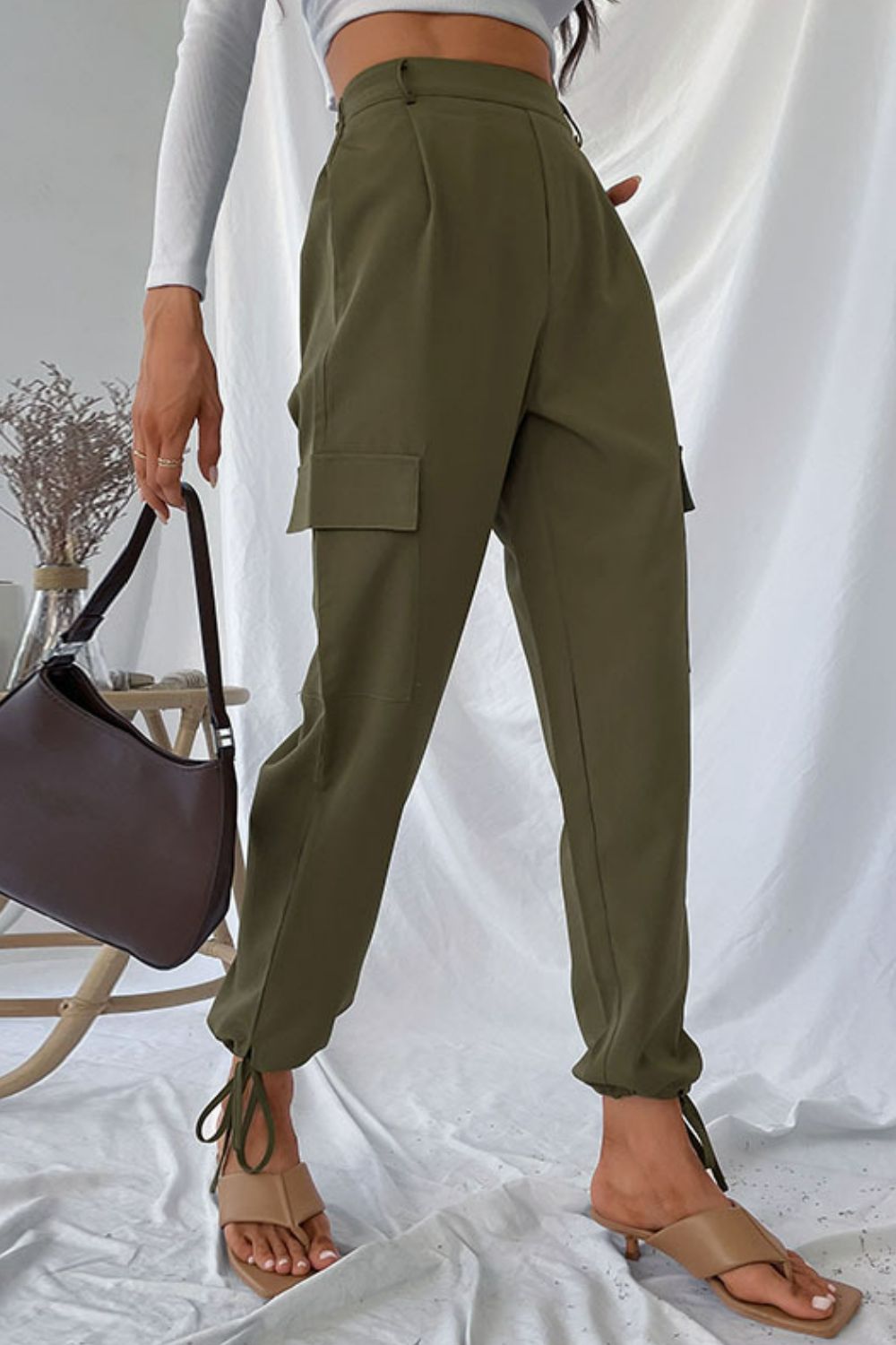 Perfee Drawstring Ankle Cargo Pants