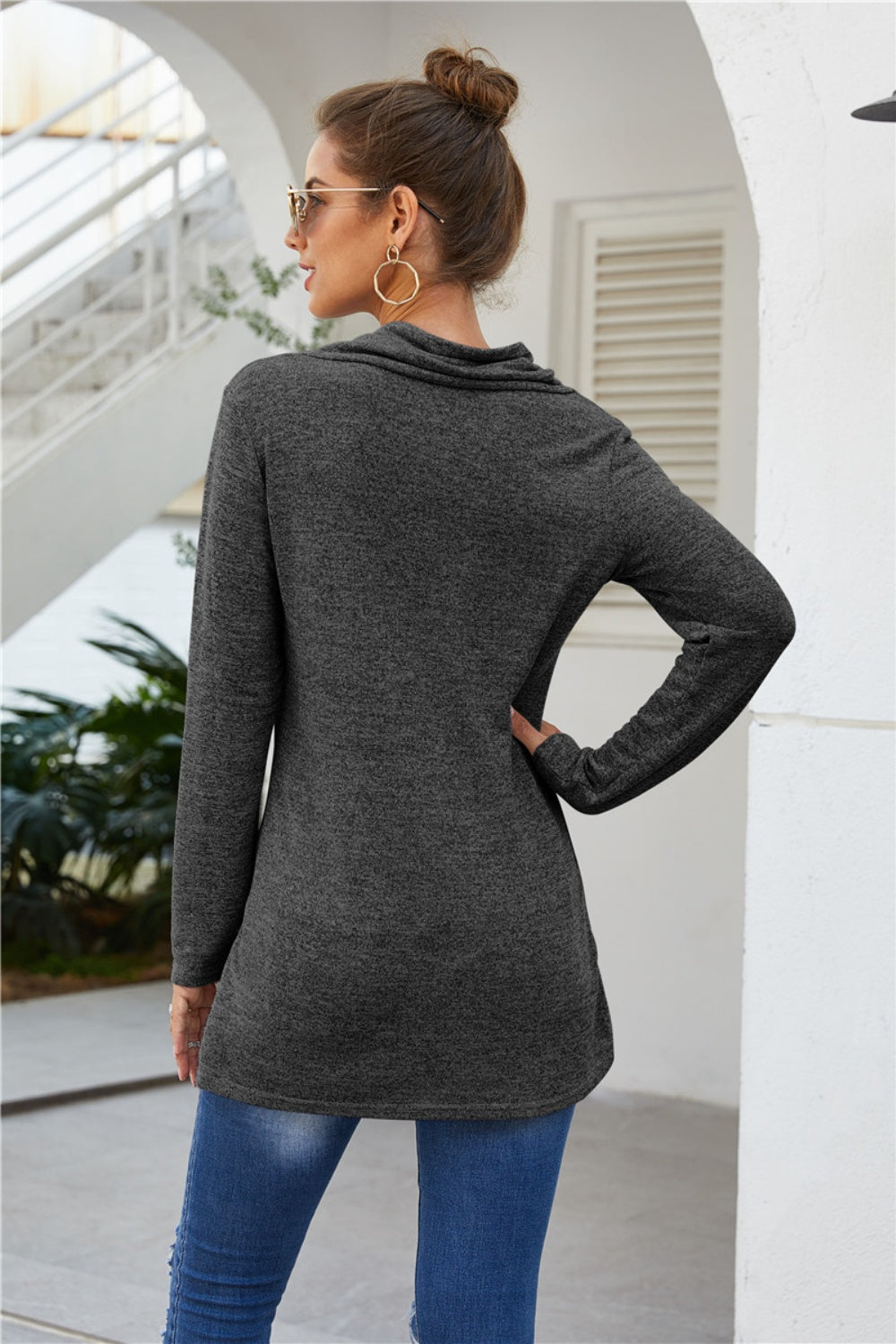 Zip Detail Long Sleeve Top