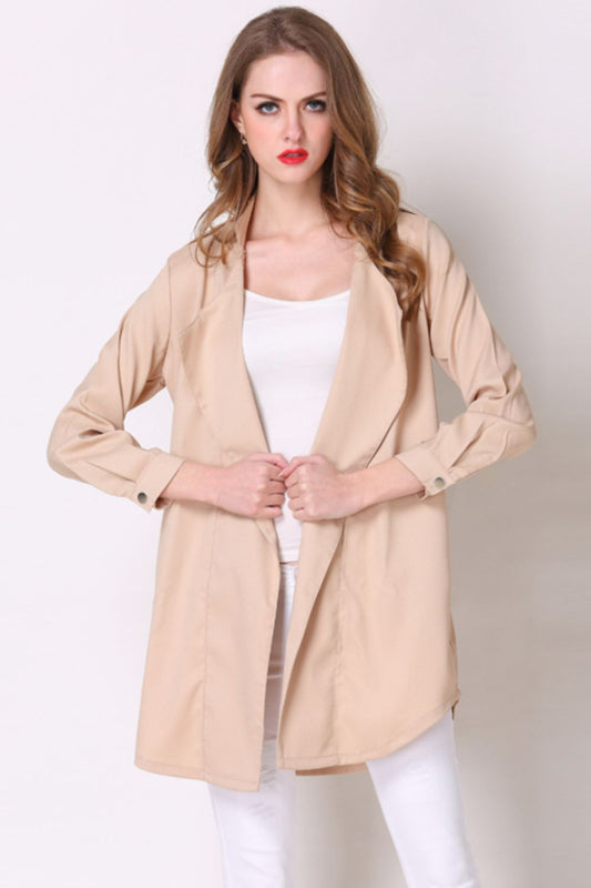 Full Size Open Front Longline Trench Coat