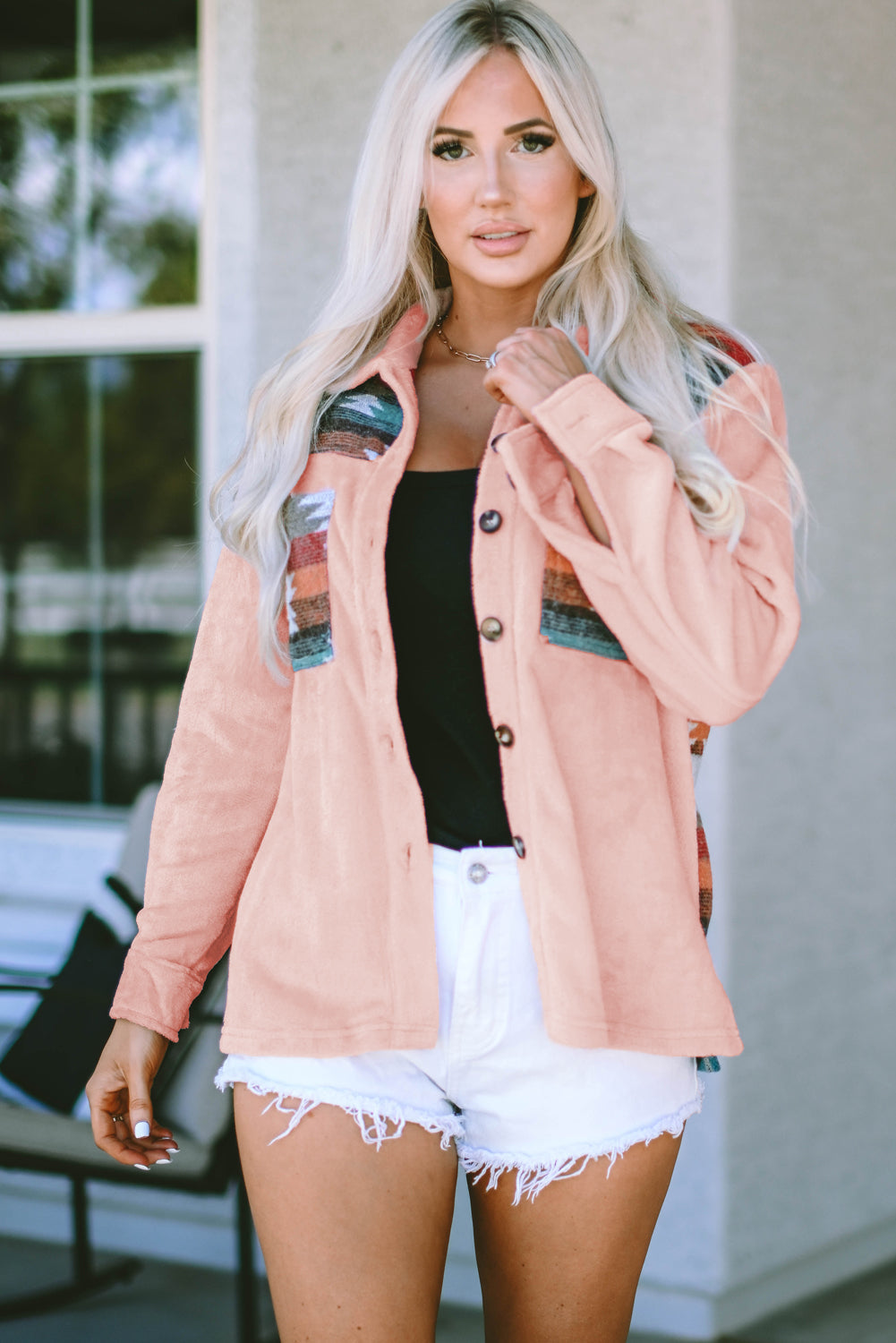 Geometric Button Down Slit Jacket