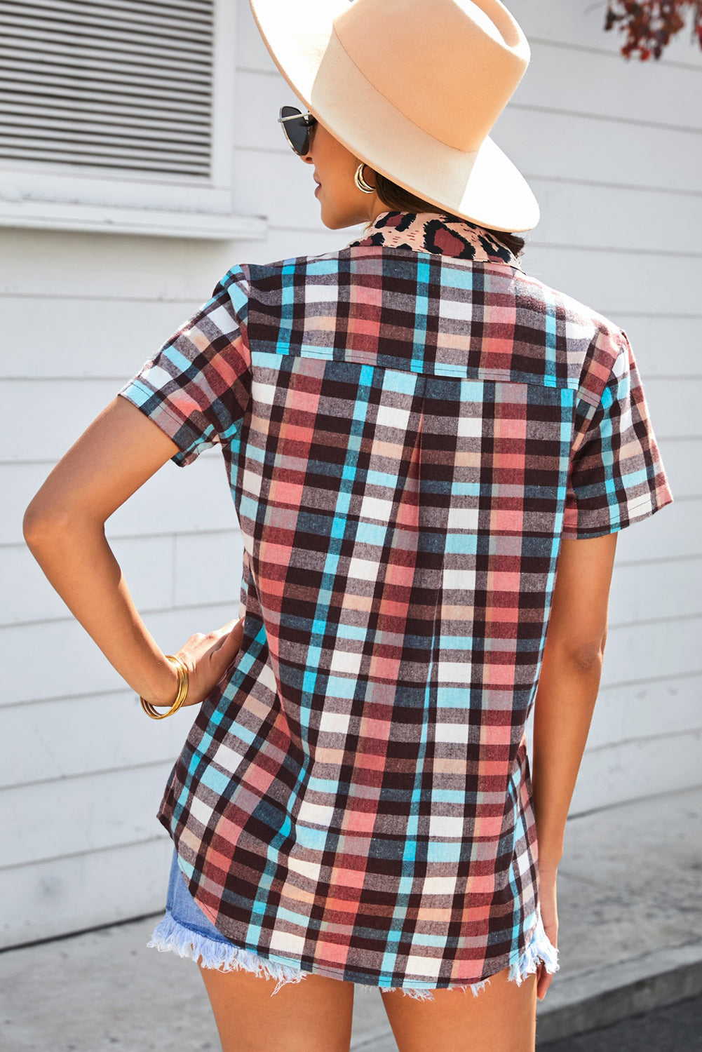 Plaid Pocket Short Sleeve Shirt