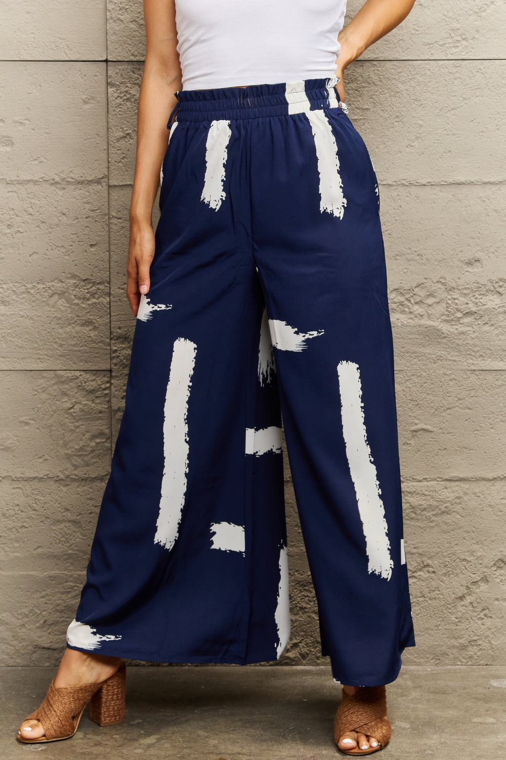 Perfee Printed Wide Leg Long Pants