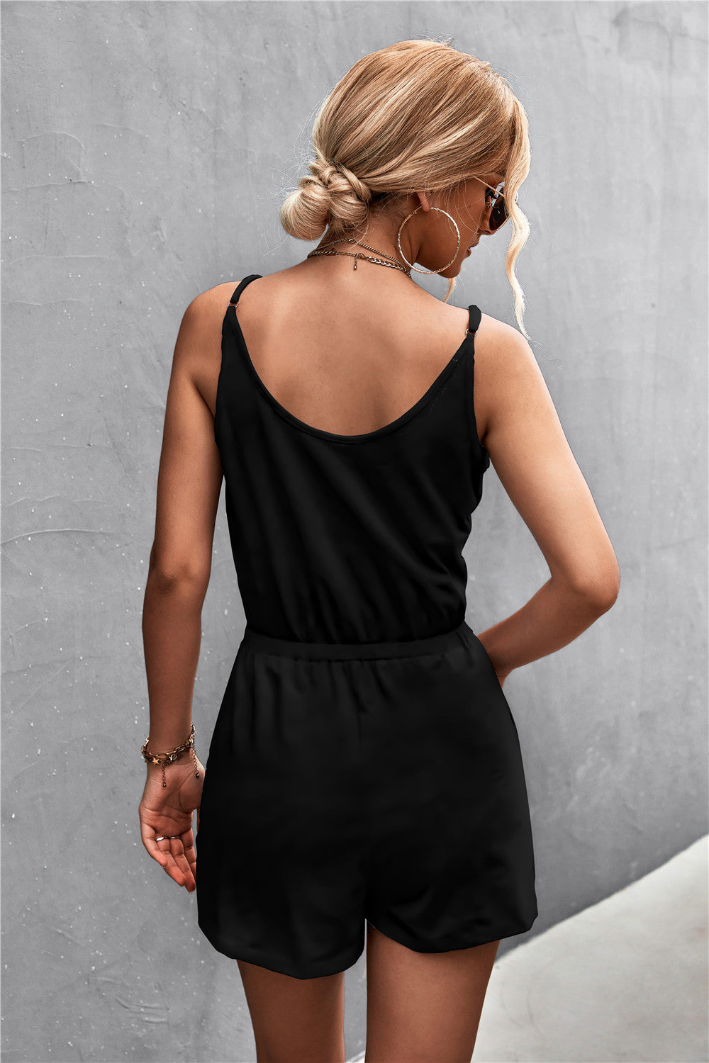 Spaghetti Strap V-Neck Pocket Romper