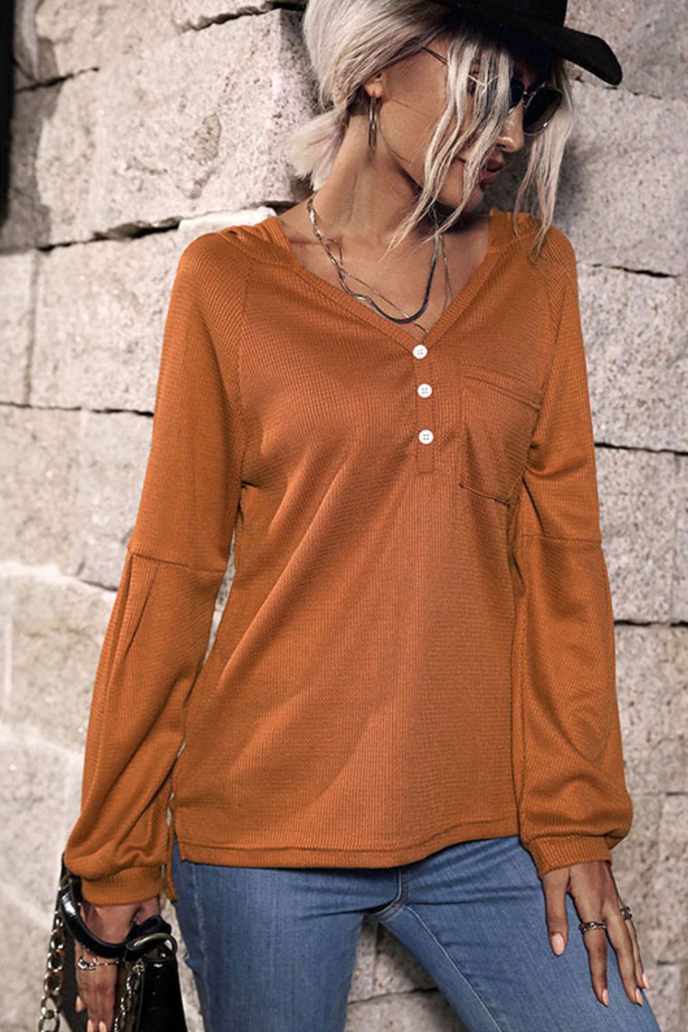 Perfee Long Sleeve High-Low Hoodie