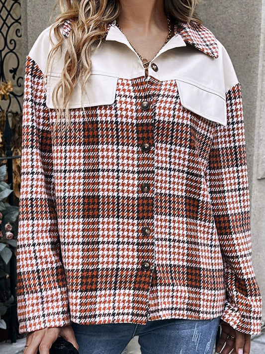 Ivy Lane Plaid Collared Neck Drop Shoulder Jacket