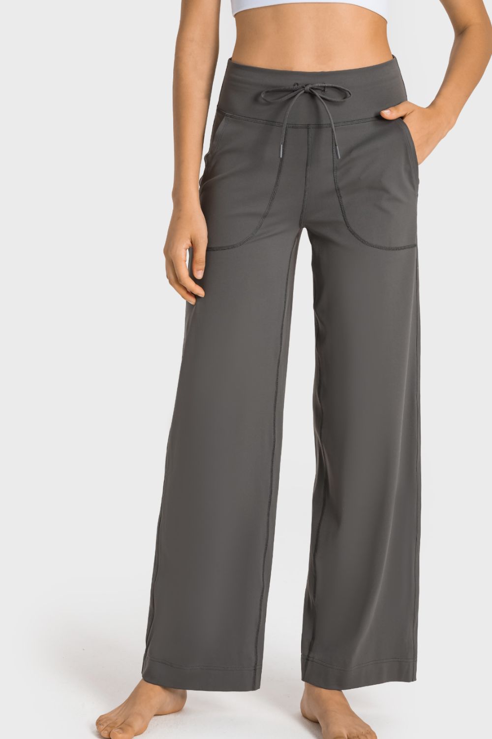 Millennia Drawstring Waist Wide Leg Sports Pants with Pockets