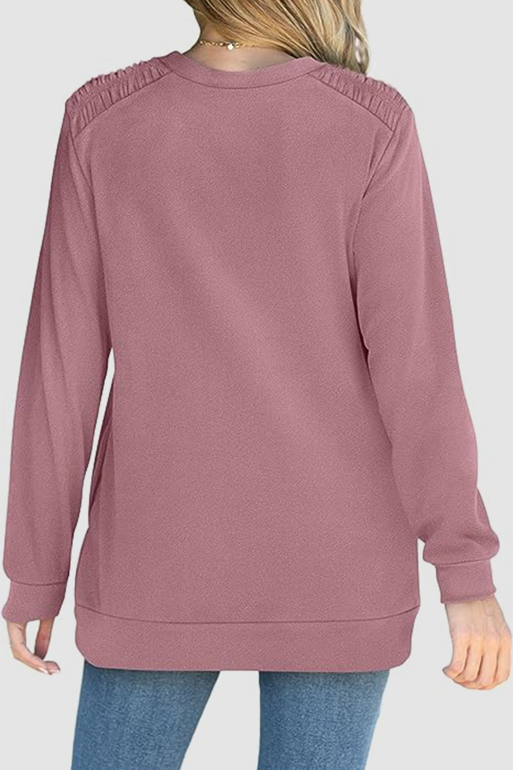 Ruched Round Neck Sweatshirt