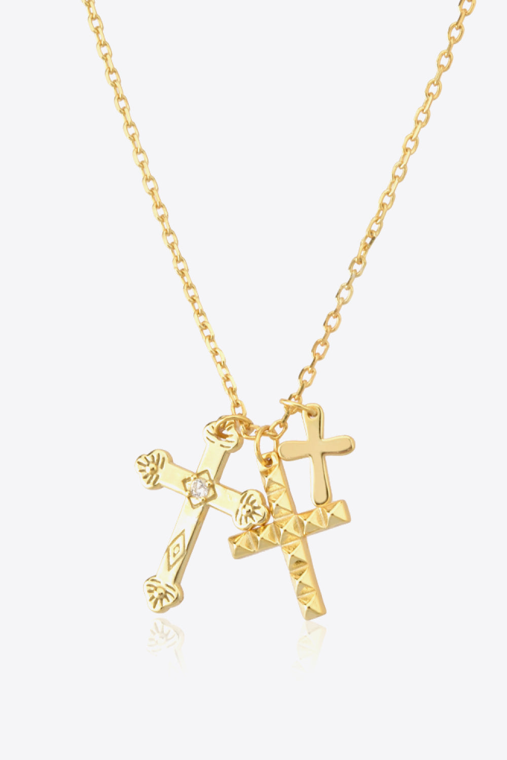 Inlaid Zircon Cross Pendant 925 Sterling Silver Necklace