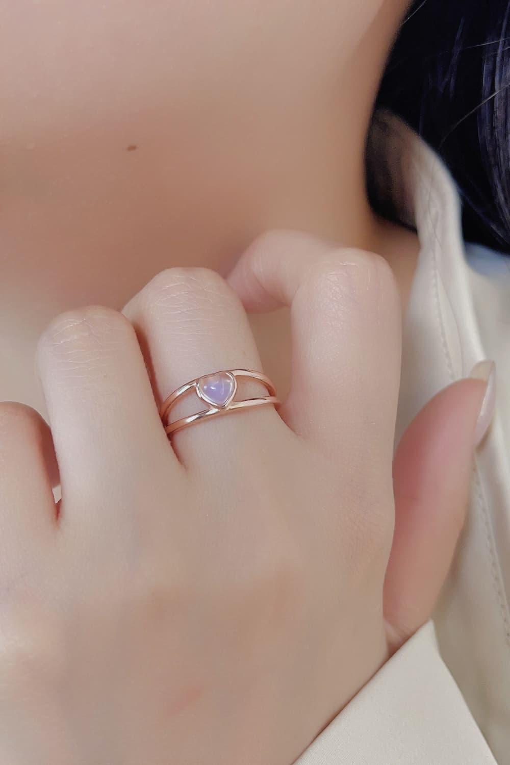 Moonstone Heart 925 Sterling Silver Ring