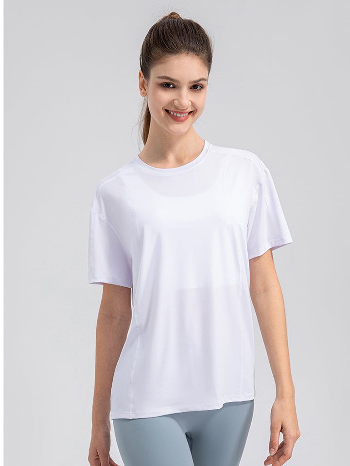 Round Neck Short Sleeve Active Top