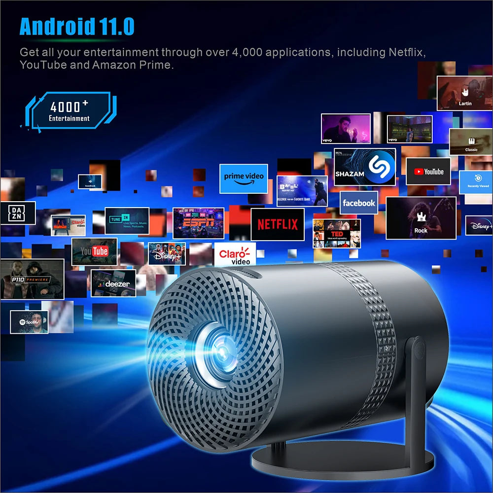 Salange P300 Projector 4K Android11 WiFi Rotatable Smart TV 720P Cinema Portable Outdoor Sync Phone Proyector for 1080P 8K Movie