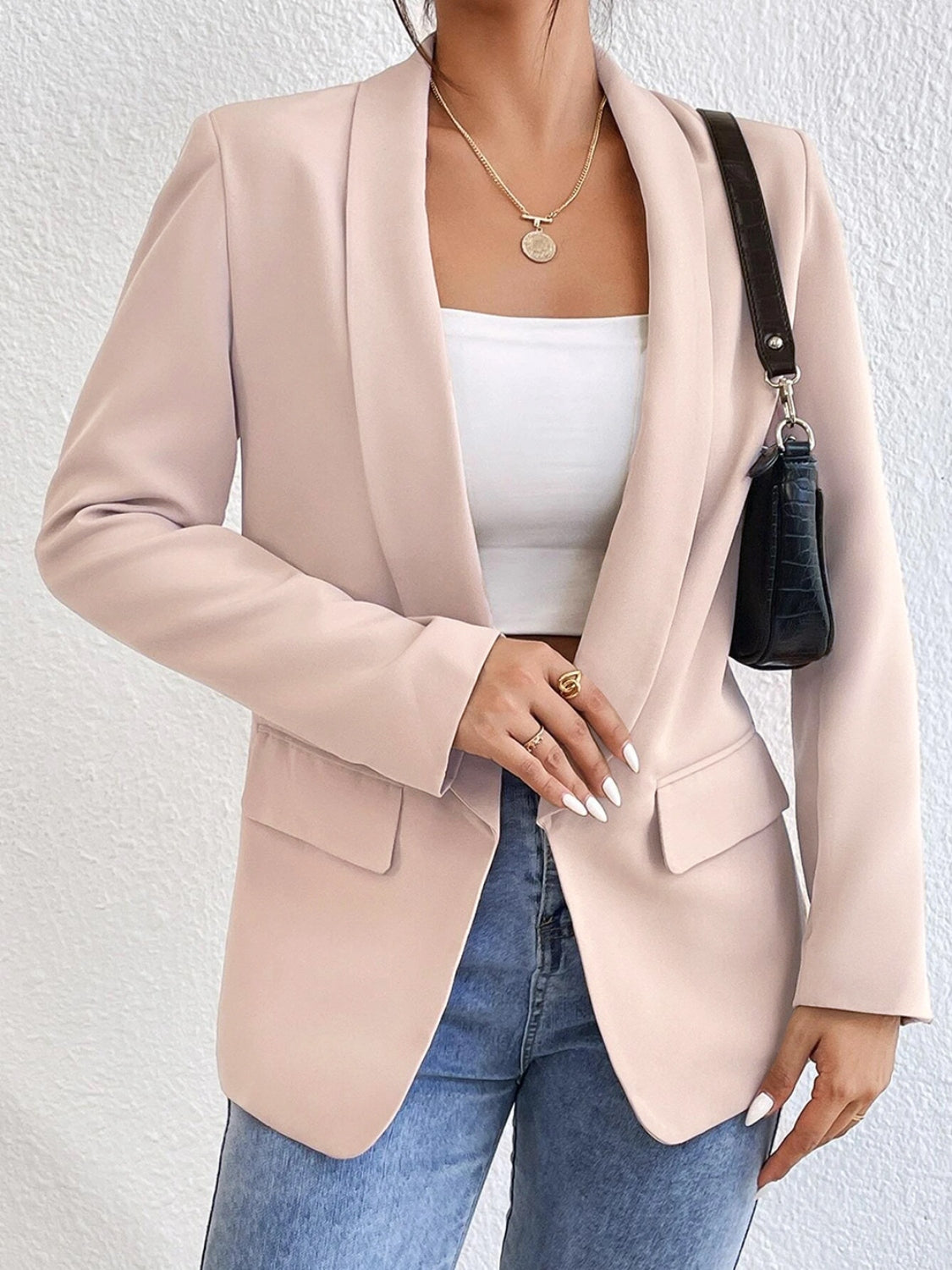 Shawl Collar Long Sleeve Blazer