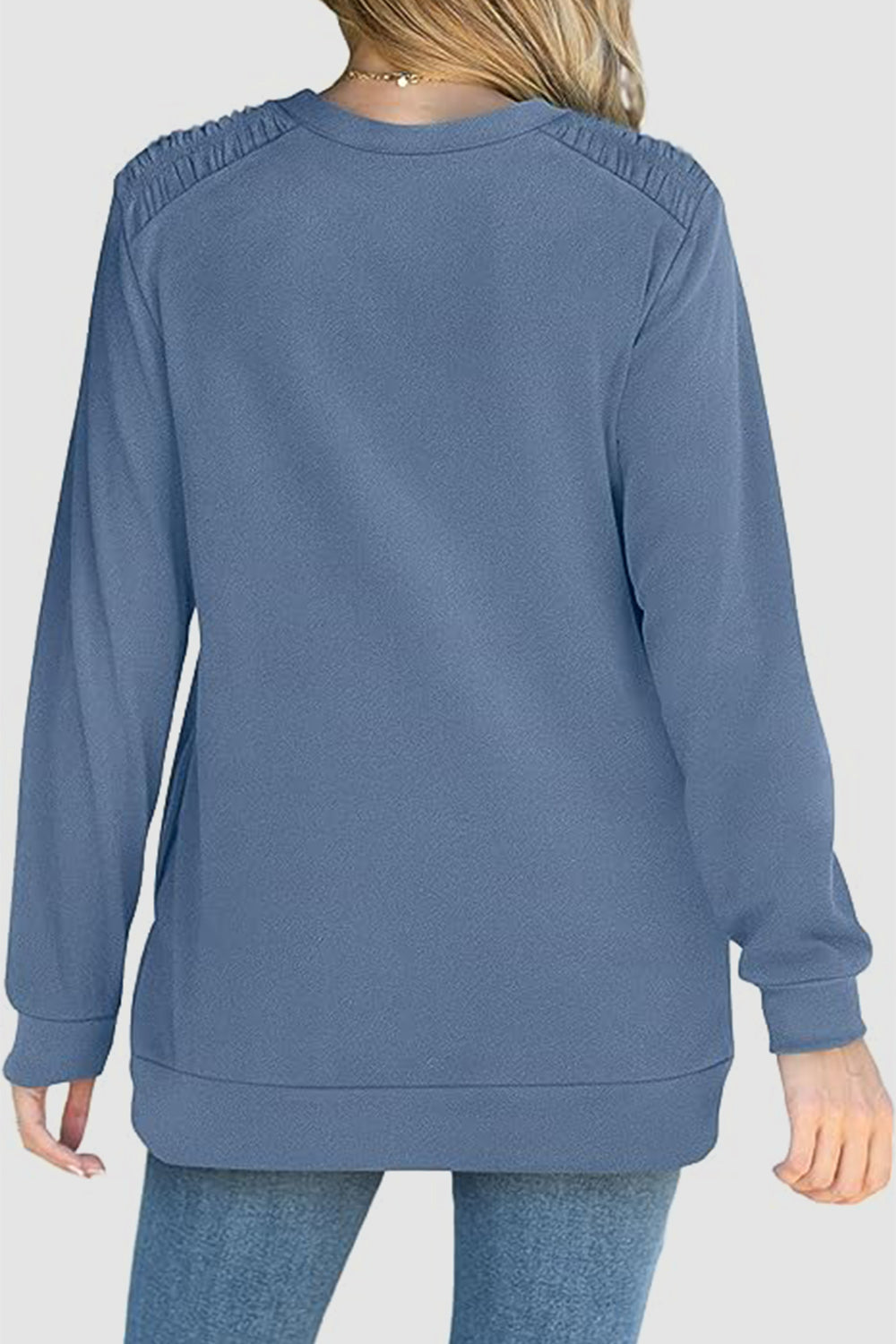 Ruched Round Neck Sweatshirt