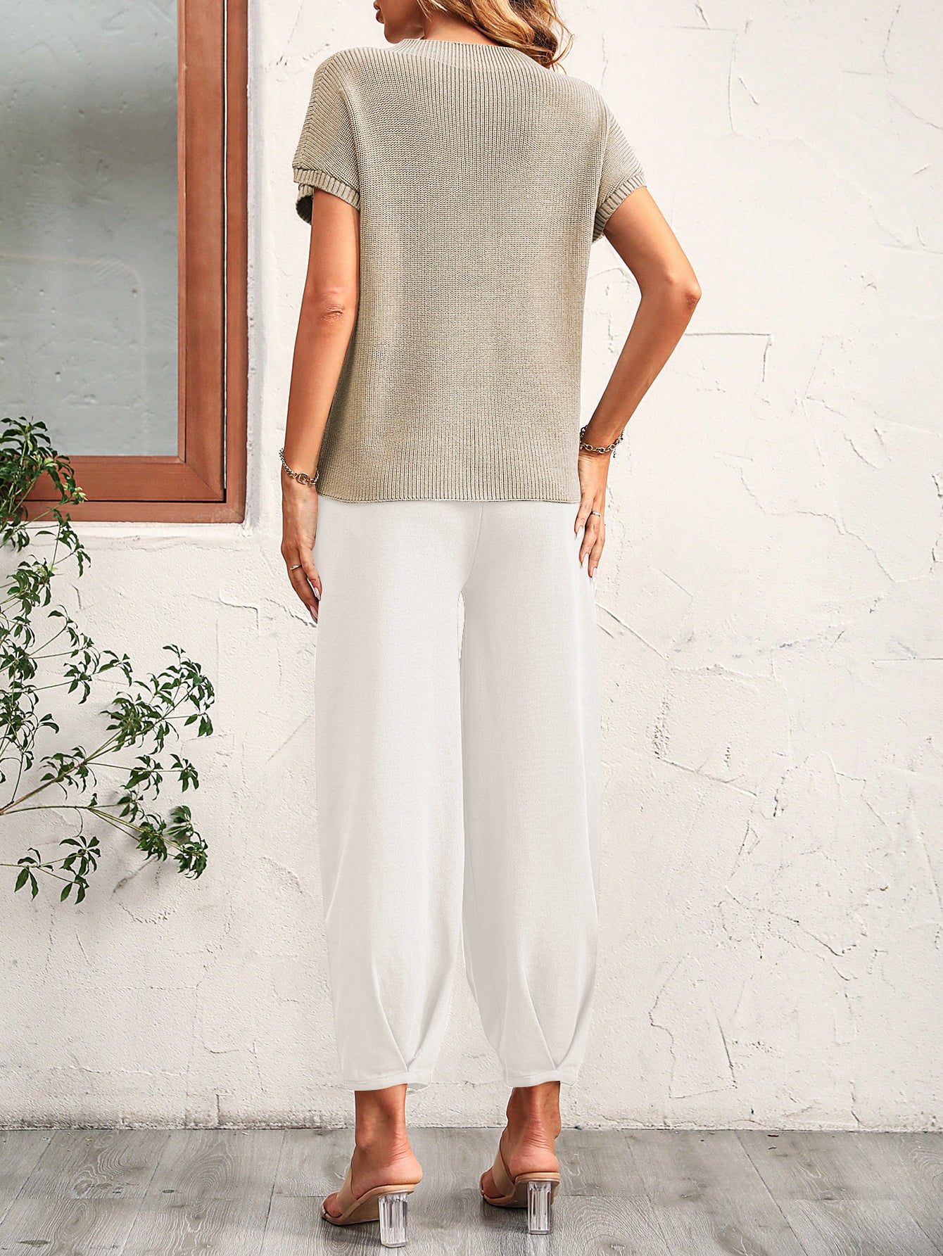 Mandy Round Neck Raglan Sleeve Tee and Long Pants Set