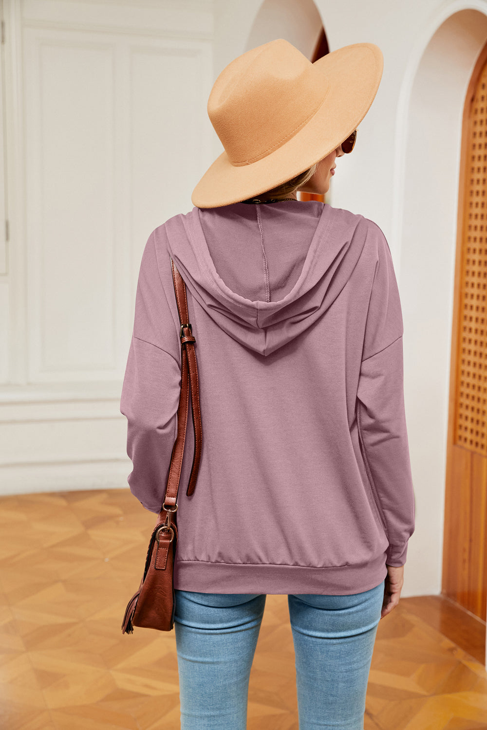 Quarter-Snap Drawstring Hoodie