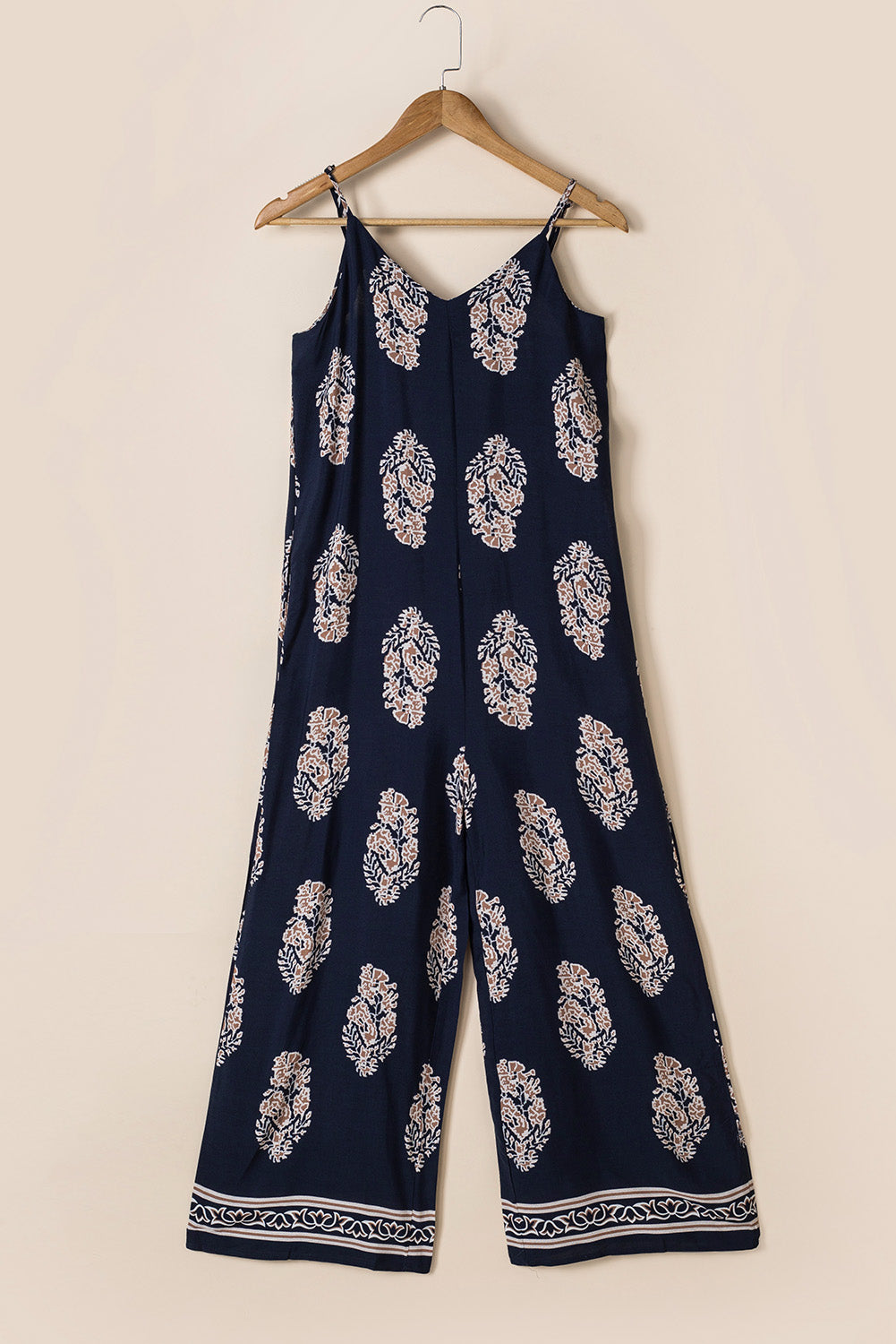 Printed V-Neck Sleeveless Jumpsuit