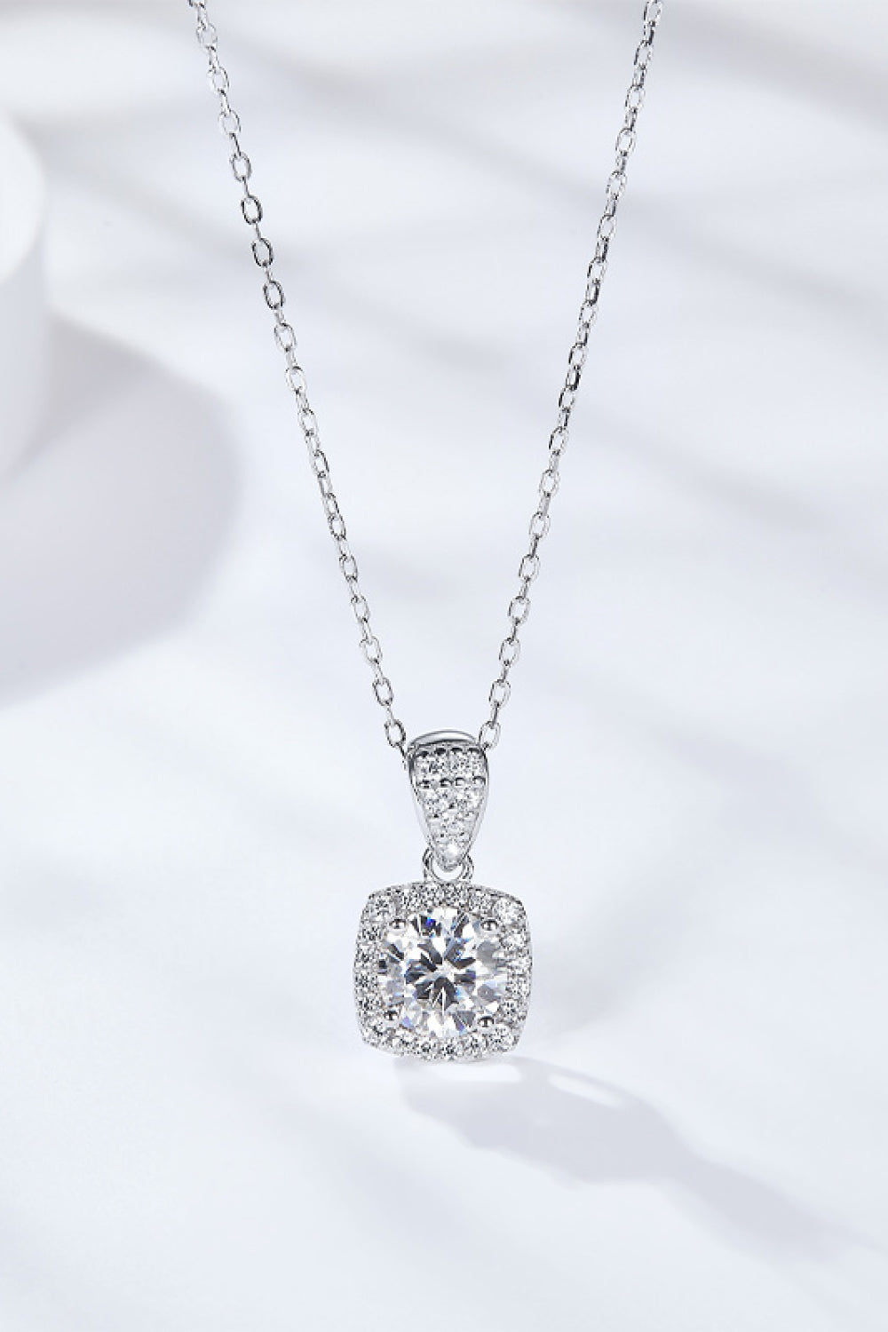 1 Carat Moissanite Square Pendant Necklace