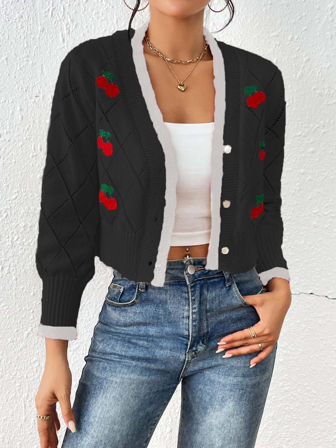 Cherry Button Down Cardigan