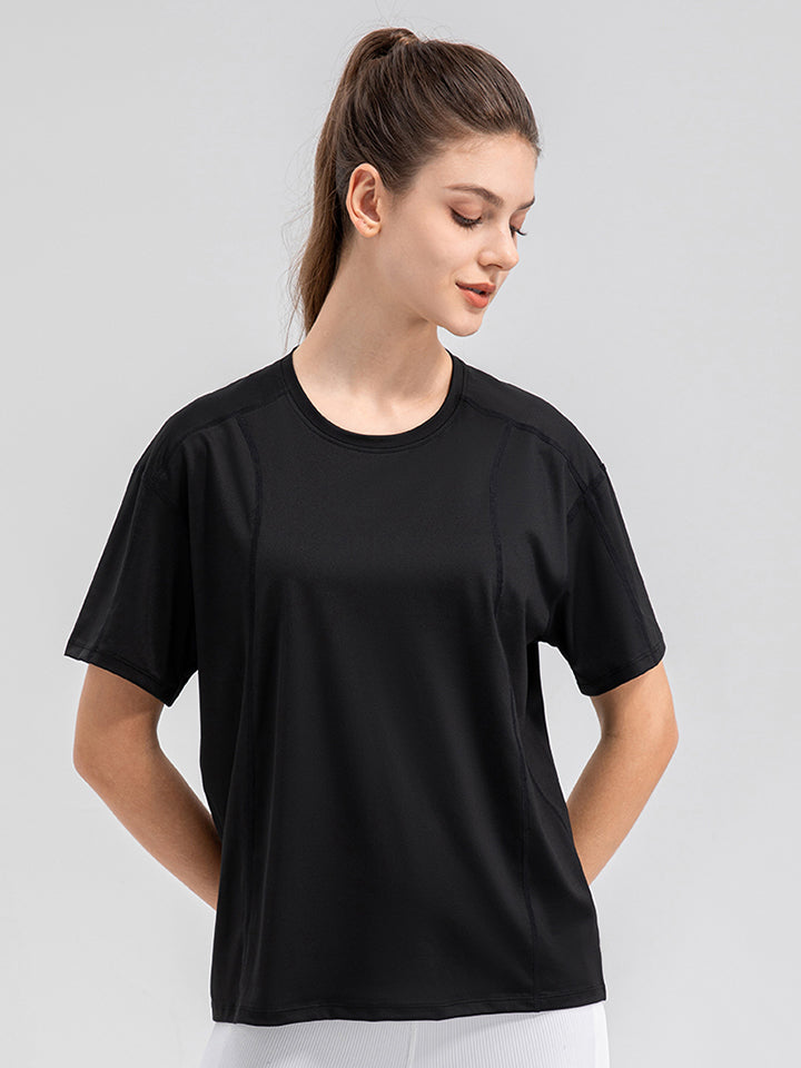 Round Neck Short Sleeve Active Top