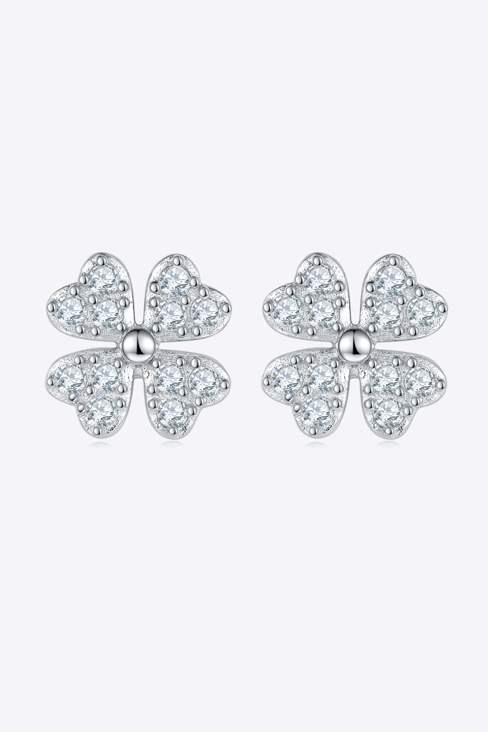 Adored Moissanite Four Leaf Clover Stud Earrings