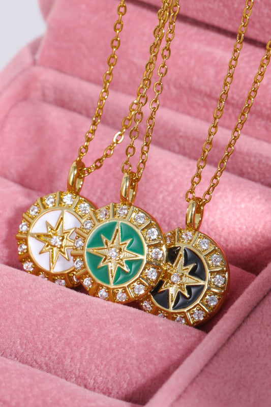 Zircon Decor North Star Pendant Copper Necklace