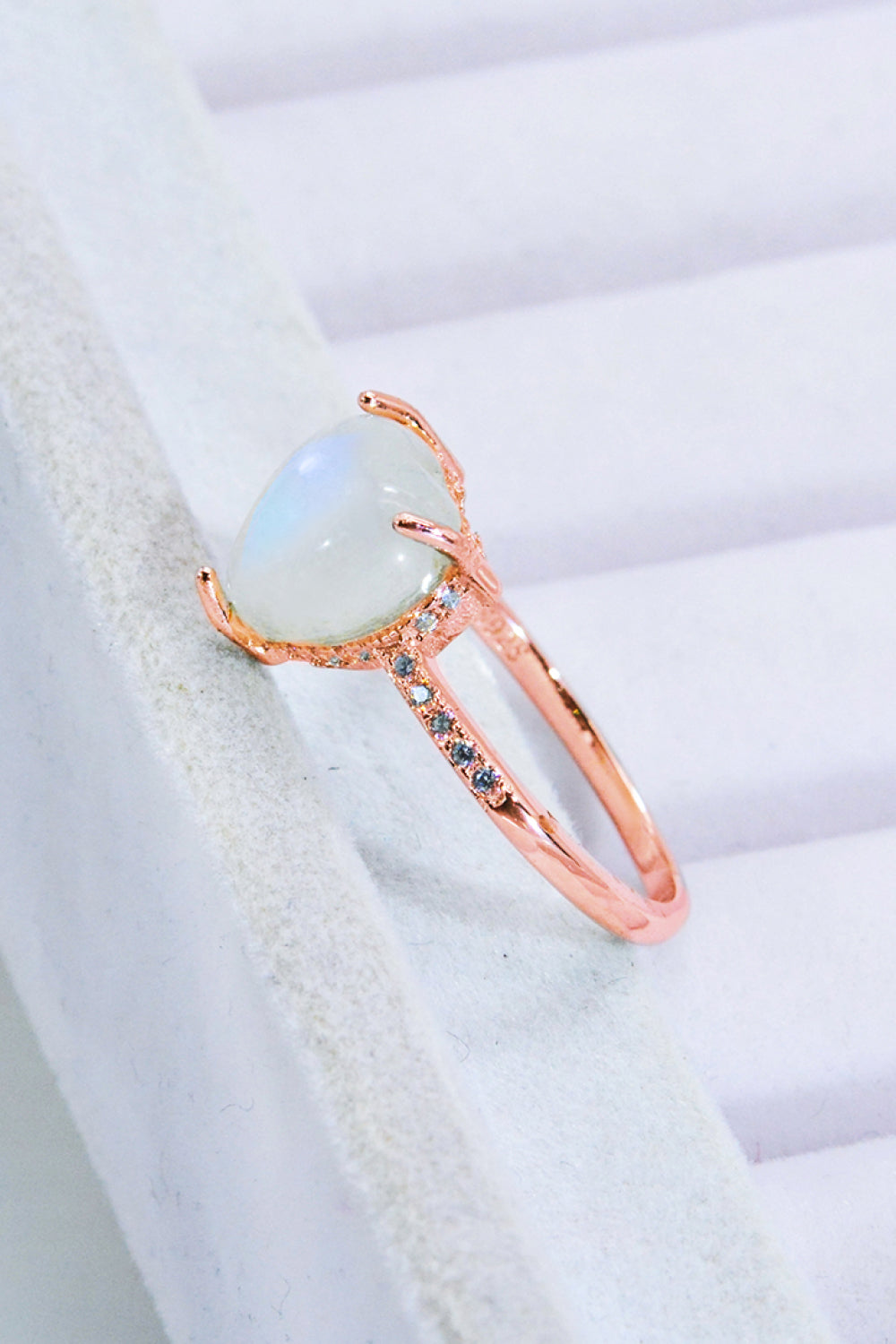 Heart-Shaped Natural Moonstone Ring