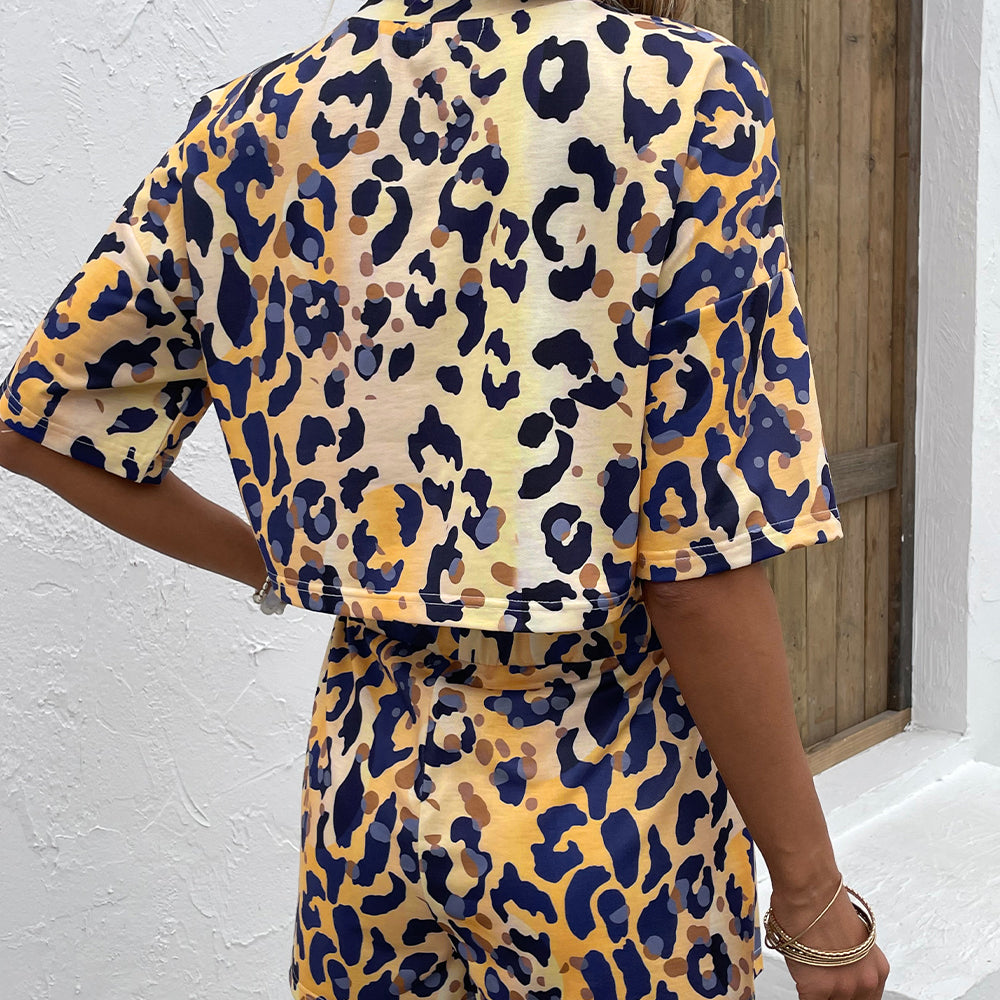 Shiny Printed Half Sleeve Top and Shorts Set