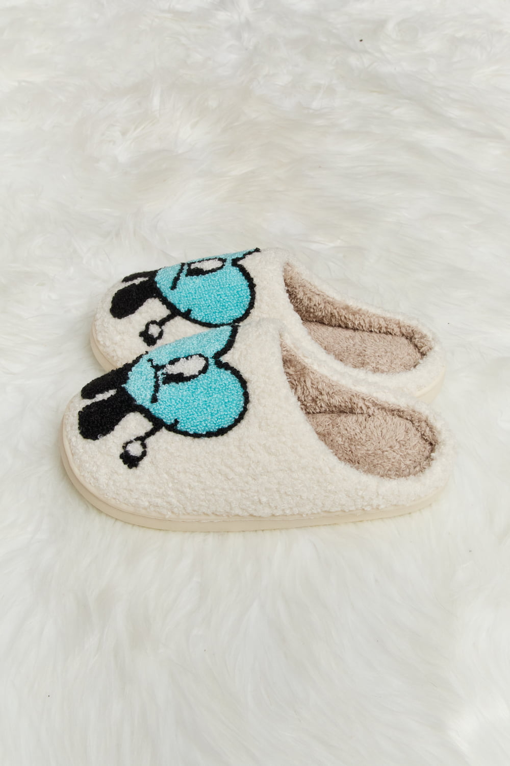 Melody Love Heart Print Plush Slippers